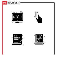 4 Creative Icons Modern Signs and Symbols of monitor language finger up web coding Editable Vector Design Elements