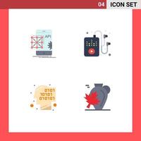 4 Flat Icon concept for Websites Mobile and Apps api code development hobby recognition Editable Vector Design Elements