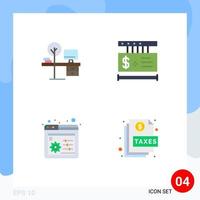 Modern Set of 4 Flat Icons and symbols such as comfort web control place tag settings Editable Vector Design Elements