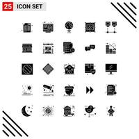 Modern Set of 25 Solid Glyphs Pictograph of connection image security picture creative Editable Vector Design Elements