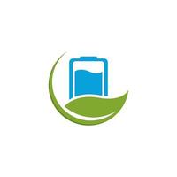 ilustración de icono de vector de logotipo de batería verde ecológico