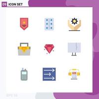 Stock Vector Icon Pack of 9 Line Signs and Symbols for alert diamond business management toolkit construction Editable Vector Design Elements