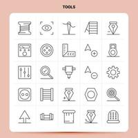 OutLine 25 Tools Icon set Vector Line Style Design Black Icons Set Linear pictogram pack Web and Mobile Business ideas design Vector Illustration