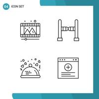 Pictogram Set of 4 Simple Filledline Flat Colors of play lovers reel swing romantic Editable Vector Design Elements