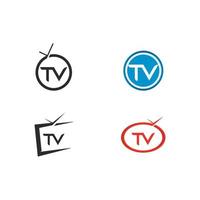 ilustración de icono plano de diseño de logotipo de tv vector