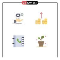 Universal Icon Symbols Group of 4 Modern Flat Icons of solution phone gear cash out ecology Editable Vector Design Elements