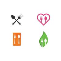 Ilustración de icono de vector de plantilla de logotipo de tenedor y cuchara