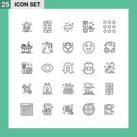 Modern Set of 25 Lines Pictograph of biology dial forward call natural Editable Vector Design Elements