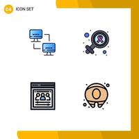 Universal Icon Symbols Group of 4 Modern Filledline Flat Colors of computer remote team computers sign web team Editable Vector Design Elements