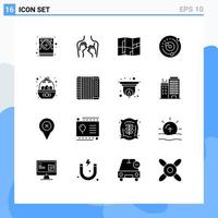 Modern Set of 16 Solid Glyphs and symbols such as basket solar system woman planets orbiting orbit Editable Vector Design Elements