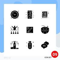 Group of 9 Solid Glyphs Signs and Symbols for presentation lecture map pin conference notes Editable Vector Design Elements