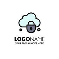 Internet Cloud Lock Security Business Logo Template Flat Color vector