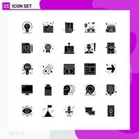 25 Universal Solid Glyphs Set for Web and Mobile Applications schedule road catalog parking cycle Editable Vector Design Elements