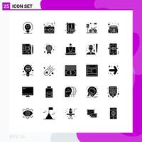 25 Universal Solid Glyphs Set for Web and Mobile Applications schedule road catalog parking cycle Editable Vector Design Elements