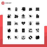 Editable Vector Line Pack of 25 Simple Solid Glyphs of book cosmetics man cosmetic vr Editable Vector Design Elements