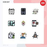 Modern Set of 9 Filledline Flat Colors and symbols such as setting place speaker map sheep Editable Vector Design Elements