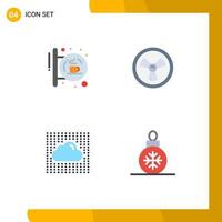 Group of 4 Flat Icons Signs and Symbols for board data shop chemist secure Editable Vector Design Elements