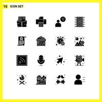 16 User Interface Solid Glyph Pack of modern Signs and Symbols of estate connect man computer hardware Editable Vector Design Elements