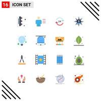 Set of 16 Commercial Flat Colors pack for technology business human stop round the clock Editable Pack of Creative Vector Design Elements