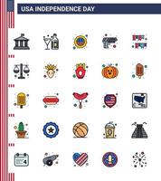 Set of 25 USA Day Icons American Symbols Independence Day Signs for american day army glass security flag Editable USA Day Vector Design Elements