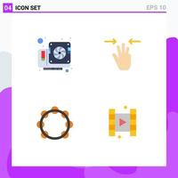 Universal Icon Symbols Group of 4 Modern Flat Icons of card instrument video mobile sound Editable Vector Design Elements