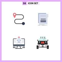 Stock Vector Icon Pack of 4 Line Signs and Symbols for route auto maleficient computer car Editable Vector Design Elements