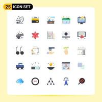 Pack of 25 Modern Flat Colors Signs and Symbols for Web Print Media such as screen watch chat schedule calendar Editable Vector Design Elements