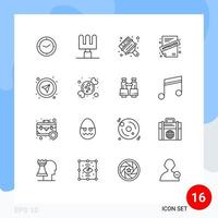 Set of 16 Vector Outlines on Grid for candy select paint navigation contract Editable Vector Design Elements