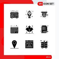 Universal Icon Symbols Group of 9 Modern Solid Glyphs of lecture thanksgiving cctv holiday healthy diet Editable Vector Design Elements