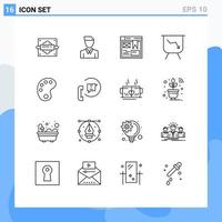 Pictogram Set of 16 Simple Outlines of education performance profile finance website Editable Vector Design Elements