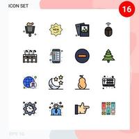 Group of 16 Flat Color Filled Lines Signs and Symbols for pub city image computer mouse Editable Creative Vector Design Elements