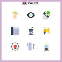 Flat Color Pack of 9 Universal Symbols of announce drink vision cold grid Editable Vector Design Elements