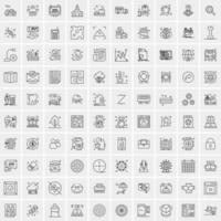 paquete de 100 iconos de líneas universales para móviles y web vector