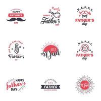 Happy Fathers Day Calligraphy greeting card 9 Black and Pink Typography Collection Vector illustration Editable Vector Design Elements