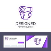 Creative Business Card and Logo template Dryer Hair Hairdryer Plug Vector Illustration