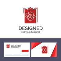 tarjeta de visita creativa y plantilla de logotipo portapapeles diagrama de negocios proceso de flujo trabajo flujo de trabajo ilustración vectorial vector