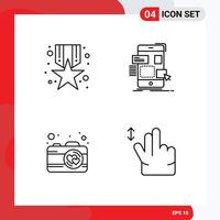 Stock Vector Icon Pack of 4 Line Signs and Symbols for award camera prize design pictures Editable Vector Design Elements