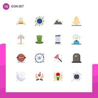 16 Universal Flat Color Signs Symbols of rain medicine landscape face anatomy Editable Pack of Creative Vector Design Elements