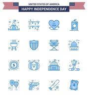 16 USA Blue Signs Independence Day Celebration Symbols of american bbq american barbecue drink Editable USA Day Vector Design Elements
