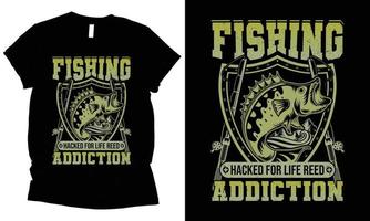 pesca pirateada de por vida diseño de camiseta de adicción a la caña vector