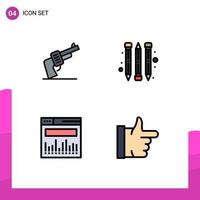 4 Filledline Flat Color concept for Websites Mobile and Apps gun done american analytics thumbs up Editable Vector Design Elements