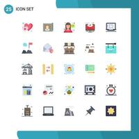 Pack of 25 Modern Flat Colors Signs and Symbols for Web Print Media such as decrease system chat options control Editable Vector Design Elements