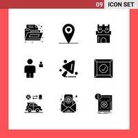 Pack of 9 Modern Solid Glyphs Signs and Symbols for Web Print Media such as construction worker construction sand padlock human Editable Vector Design Elements