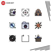 Set of 9 Modern UI Icons Symbols Signs for lock encryption christmas up left direction Editable Vector Design Elements