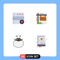 4 User Interface Flat Icon Pack of modern Signs and Symbols of database movember house income beared Editable Vector Design Elements