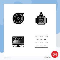 Solid Glyph Pack of 4 Universal Symbols of disk chart wedding time sea Editable Vector Design Elements