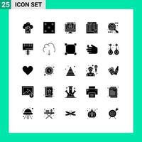 Pictogram Set of 25 Simple Solid Glyphs of school knowledge computer education hacker Editable Vector Design Elements