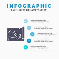 mapa mundo canadá sólido icono infografía 5 pasos presentación antecedentes vector