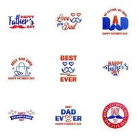 Happy fathers day 9 Blue and red typography set Vector emblems Lettering for greeting cards banners tshirt design You are the best dad Editable Vector Design Elements