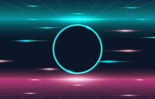 Neon Grid With Circle Light vector